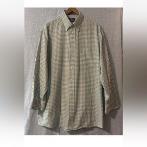 Stafford Dress Shirt Long Sleeve Green/White Checkered Men’s Sz 17 (32/33)